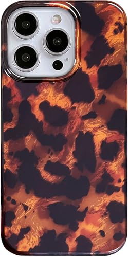 Efitoo Tortoise Shell Phone Case for iPhone 14 Pro Cheetach Leopard Print Animal Amber and Black Pattern Protective Shockproof Aesthetic Women Girls Hard Brown Cover (for iPhone 14 Pro)