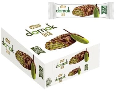 Nestle Damak Ala Chocolate Wafer - Creamy Pistachio Filling (12 x 30g) | 25% Pistachios | Pistachio Pieces | Made with Cocoa Butter | Palm Oil Free