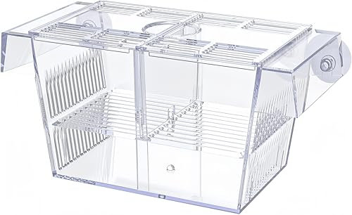 20 x 10 x 10 cm Acryl - Zuchttanks für Aquarien, Inkubator mit Saugnäpfen, Isolationsbox für Fischlinge, Garnelen, Kampffische, Lebendgebärende und Platys