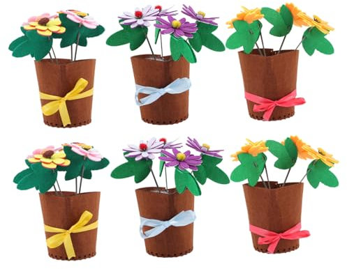 KONTONTY 6stücke DIY Vlies Blumentopf Bastelmaterial Für Junge Mädchen Handwerk Kit Blumentopf Bastelsatz DIY-aktivitäten Für Kids Vlies Handarbeit Herstellung Material