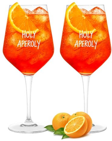 Aperol Spritz Gläser 2er Set Holy Aperoli - Einzigartige Aperol Gläser für den Perfekten Genussmoment | Premium Spritzgläser Set | 440 ml Kristallglas Made in Germany | Ideal als Aperol Geschenkset