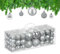 Relaxdays Weihnachtskugeln im 76er Set, Kunststoff, glitzernde, Matte, glänzende Baumkugeln, Christbaumschmuck, Silber