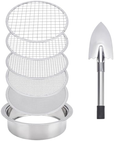 UNICRAFTALE Set di 6 filtri per terra da giardino in acciaio inox, con pala per giardinieri, accessori per il fai da te, per il compost di piante, ghiaia