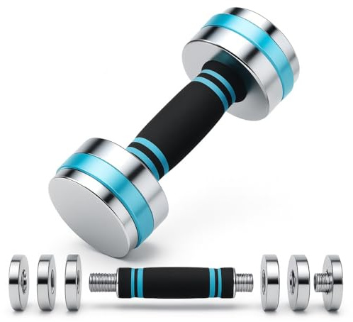 Adjustable Chrome Steel Dumbbells Set | Compact Weights with Anti-Slip Foam Handles for Home & Gym Strength Training (Single 40kg)