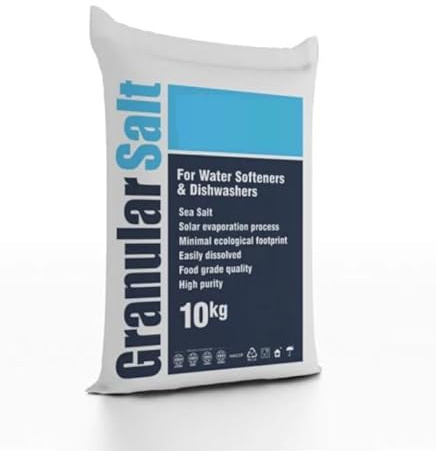 Granular Salt for Water Softeners and Dishwashers, High Purity Sea Salt, 10kg Pack, Food Grade Quality, Solar Evaporation Process