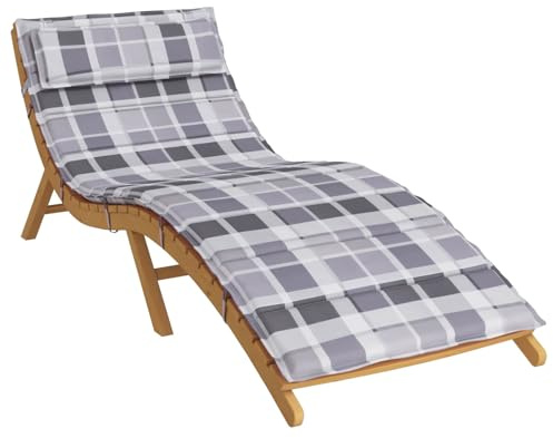 vidaXL Sonnen-Lounger Kissen Oxford-Stoff Mehrfarbig 180 x 60 x 4 cm | Knackiges Schottenmuster bringt etwas Flair, Perfekt für draußen, Dicke Schaumstoffpolsterung für die ultimative Chill-Zeit