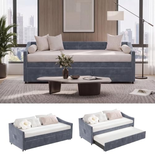 YNYHTER Ausziehbares Doppelschlafsofa aus weichem Wildleder, für 2 Personen, ohne Matratze, 90 x 200 cm (Sektion M)