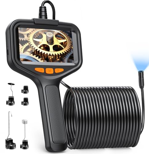 Lovcoyo Endoskopkamera mit Licht, 10M Industrie Endoskop Rohrkamera mit 8 Einstellbaren LEDs, Bildschirm Inspektionskamera Livebild IP67 Wasserdicht Schlangenkamera, 2600mAh Akku(33FT)