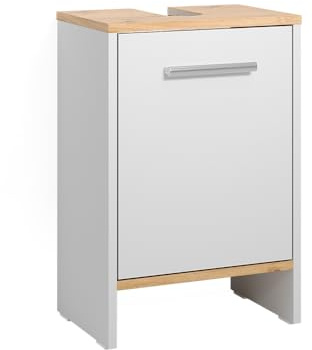 Vicco Waschbeckenunterschrank Karli, Weiß/Goldkraft Eiche, 38.2 x 57 cm | mit der Tür, geeignet für handelsübliche Siphons und einfache Montage
