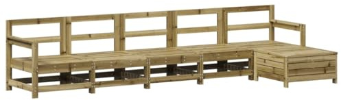 Owoxanthellate 6-teiliges Gartenmöbel-Set Holz Eckbank+Mittelsofa Kiefer kesseldruckimprägniert wetterfest Balkon & Lounge modular