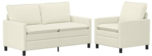 vidaXL Sofa Set 2 pcs Creme Stoff,