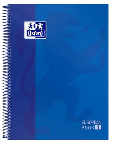 Oxford A4 European Book 1, kariert, 160 Seiten mit farbigen Rändern, mit Whiteboard, Hardcover, blau