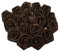 Rosen 3 cm x 10 Stück Satinrosen Aufnäher Deko Blumen Röschen zum Basteln Hochzeit kleine Rosenköpfe Farbe: Braun 850