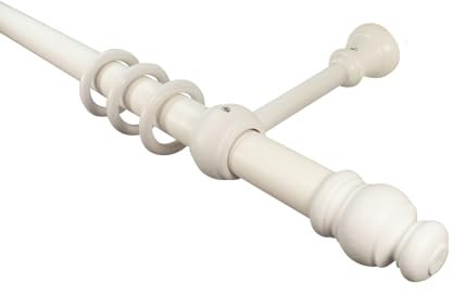 Gardinenstangen aus Holz weiß lackiert mit 28 mm Durchmesser Vorhangstange Holzgardinenstangen, 240 cm mittig geteilt