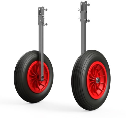 SUPROD Heckräder Slipräder Schlauchbooträder Transporträder klappbar Edelstahl ET350, schwarz/rot