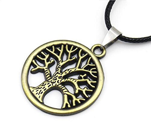 LAFATINA Tree of Life Coin Pendant Choker for Women Hippy Tibetan Leather Collar Necklaces for Valentine Mother's Day Anniversary Xmas