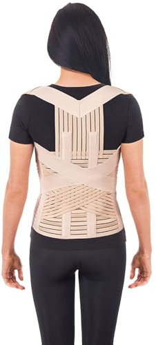 LUX Haltungskorrektur Geradehalter Schulter Rücken Haltungsbandage Posture Corrector Haltungstrainer mit verstellbare Größe verstellbar aus dem hochwertigsten Neopren Beige Medium