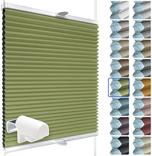 SchattenFreude Waben-Plissee für Fenster | 100% verdunkelnd/Blackout | Mit Klemm-Haltern | Klemmfix ohne Bohren | Grün (Weiße Rückseite), Breite: 75cm x Höhe: 130cm