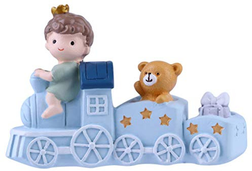 TOYANDONA Cartoon Junge Zugfigur Tortenaufsatz Geburtstag Backen Kuchen Dekoration Dessert Zug Figur Home Desktop Ornament (Himmelblau)