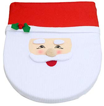 Weihnachten Toilettensitzbezug, 3 stücke Weihnachtsdeko Set mit WC Sitz Cover Weihnachten Toilettensitzbezug Teppich & Gewebe & Plüsch WC-Sitzkissen Deckel für Badezimmer