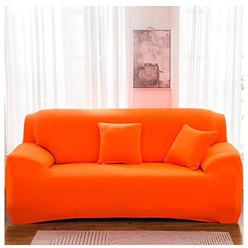GUOCU Elastischer Sofabezug Sofahusse 1 2 3 4 Sitzer Sofa Überwurf Stretch Sofabezüge Couch Bezug Sofa Abdeckung Muster Hussen Verschiedene Größe Und Farbe,Orange,3 sitzer