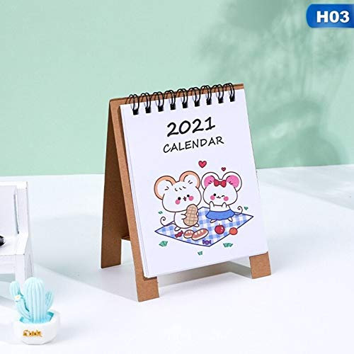 Kalender Kalendarien 2021 Cartoon Mini Schreibtischkalender Einfache Desktop Täglicher Kalender Memo Notizblock Planer Agenda Oraganizer Kalender 2020.09-2021.12 Terminkalender (Color : 3)