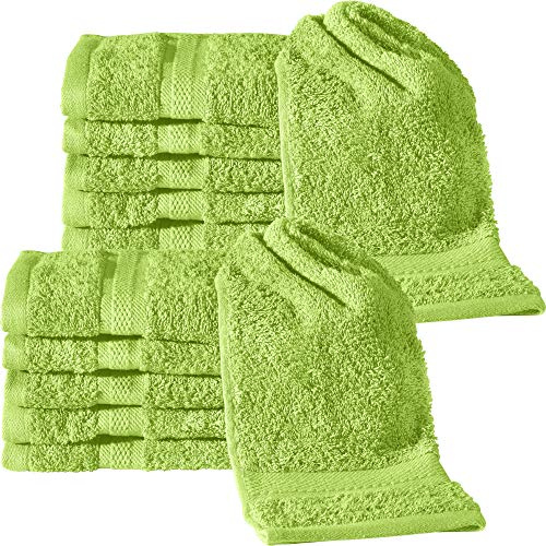 REDBEST Gästetuch 12er-Pack Chicago apfelgrün Größe 30x50 cm - saugstark, strapazierfähig, ideal für Reisen, Sport (weitere Farben)
