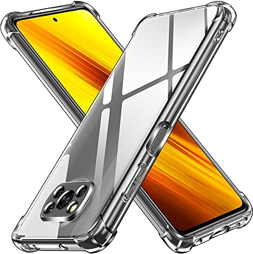 ivoler Funda para Xiaomi Poco X3 Pro/Xiaomi Poco X3 NFC/Xiaomi Poco X3, Carcasa Protectora Antigolpes Transparente con Cojín Esquina Parachoques, Suave TPU Silicona Caso Delgada Anti-Choques Case
