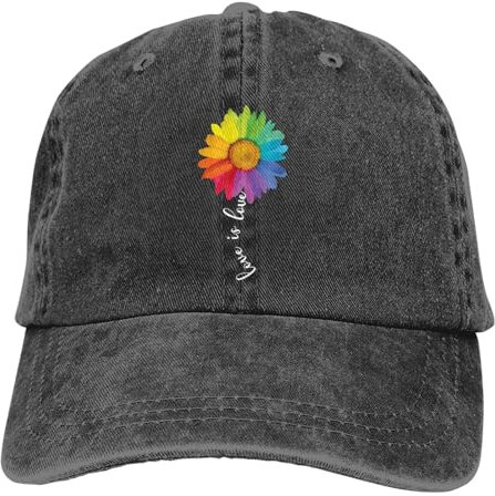 Love is Love Rainbow Sunflower Baseball Cap Vintage LGBT Gay Lesbian Pride Hat for Men Women