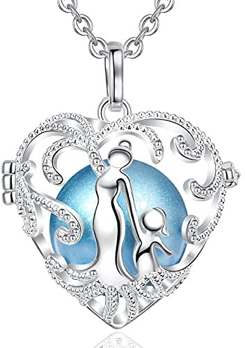 AEONSLOVE Collier Bola Grossesse Pendentif Maman et Bébé Collier Musique Carillon Bell pour Femmes Enceinte Bébé, Cadeau Original de Noël Anniversaire, Chaîne 114cm