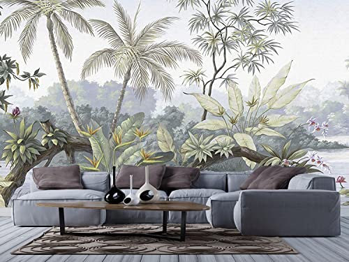 3D Papier Peint Panoramique, 200 * 140cm Soie Papier Peint Jungle Tropical Décorations Murales pour Enfant Chambre, Salon, Poster Mural XXL Grande Affiche