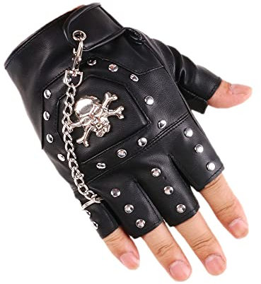 GRACEART Steampunk-Handschuhe, Gothic, fingerlose Herren-Fäustlinge, totenkopf, Einheitsgröße
