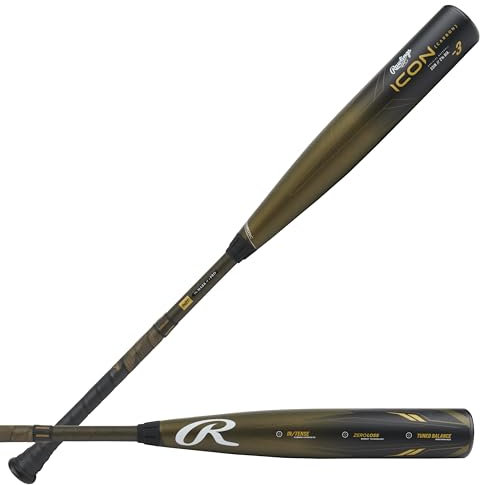 Rawlings ICON Baseball Bat | BBBCOR Baseballschläger, 2024 | Gold, 34 Inch