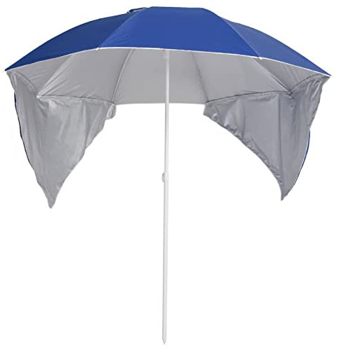 Tidyard Strandschirm mit Seitenwänden Gartenschirm Ampelschirm Balkonschirm Strandschirm Marktschirm Schirm Terrasse 190 x 202/218 cm (Durchmesser x H) Mit Airvention,Stoff mit Silberbeschichtung