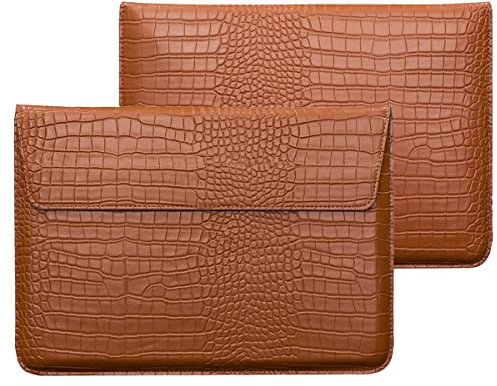 LCMOCICO Laptop Sleeve with Stand, PU Leather Flap Style Case Bag for 2024 MacBook Air 13.6 inch M3 A3113 M2 A2681 2022 Air 13 2018-2021 M1 A2337 A2179 A1932 MacBook Pro 13 M1 M2 2016-2020, Brown