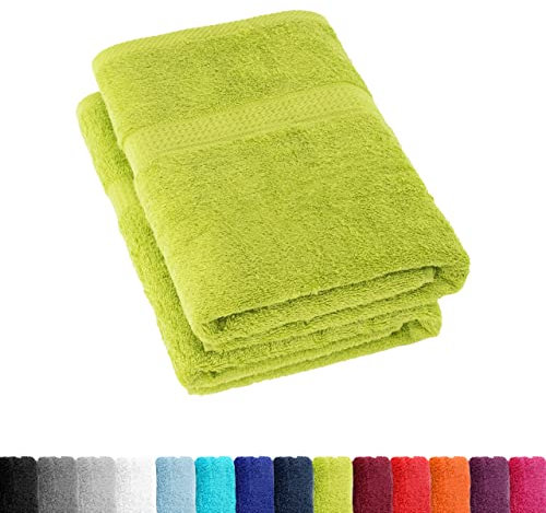 BaSaTex Frottee Duschtücher 70x140 cm, 100% Baumwolle Öko-Tex Made in Green, Duschtuch Badetuch Set 2er Pack Apfel Grün
