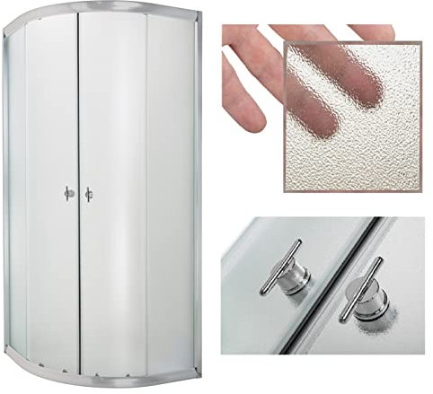 KOLMAN Duschkabine 80x80 180 cm Halbrund Marbella Eckeinstieg: Duschabtrennung 4mm Gefrorenes Glas