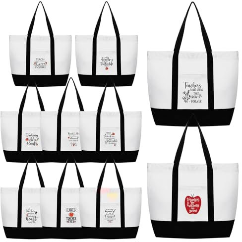 Sadnyy 10 große Lehrer-Tragetaschen, Geschenk zum Jahresende für Lehrer, mit Reißverschluss und Vordertaschen, Dankeschön-Geschenke, 20. 119,7 x 45,7 cm, 10 Stile, Mehrfarbig, Einheitsgröße