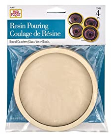Mod Podge Resin Wood Coasters, Set of 4 Resin Pouring Coaster Kit, Pouring Surface for Epoxy Resin, DIY Craft Supplies for Resin Arts and Crafts Projects, 25485