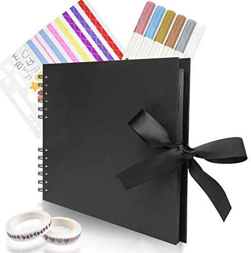 Fousenuk fotoalbum för egendesign, scrapbook, 80 sidor, fotobok, 29 × 21,5 cm med stenciler, klistermärken, fotoalbum gör-det-själv som present till födelsedag, bröllop, mors dag, alla hjärtans dag