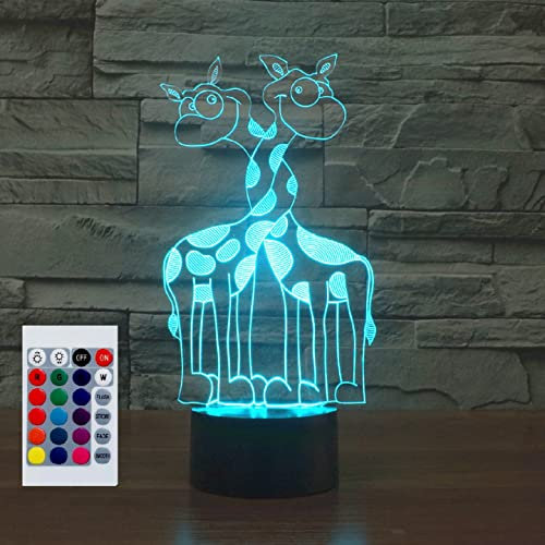 SUPERHONGJIHAO Nachtlicht für Kinder, 3D-Giraffen-LED-Lampe mit Fernbedienung, 16 Farben Geburtstagsgeschenk für Kinder