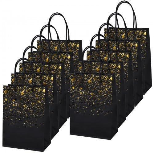 Cozlly 10 Stück Papiertüten, Geschenktaschen, Candy Tüten, Papiertüten mit Griffen, Papiertüten aus Kraftpapier, Papiertüten Kindergeburtstag, Wiederverwendbare Süßigkeitstüten, Papiertragetaschen