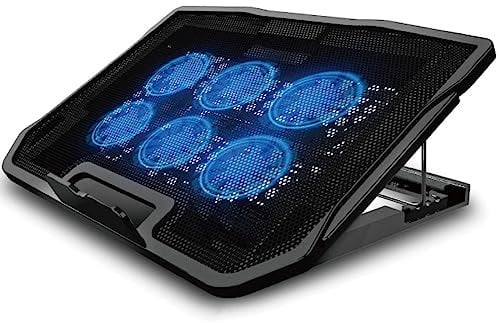 Laptop Cooling Pad, Slim Portable Laptop Cooler with 6 Quiet Fans Adjustable Height, Laptop Fan Cooling Pad with 2 USB Ports, Laptop Cooling Stand, Notebook Cooler Suitable for 12-17 Inch Notebook