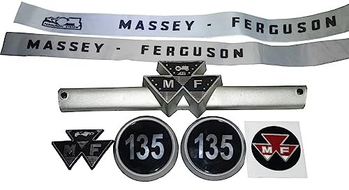 AEspares Frontgrill-Emblem und Motorhauben-Aufkleber-Set, kompatibel mit Massey Ferguson 135 Traktoren