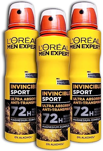 3 er Pack MEN EXPERT Invincible Sport Deodorant Deospray 3 x 150 ml