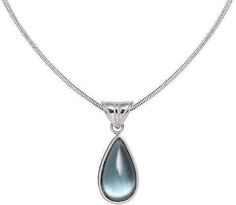 ZEBRAGO Vintage Halskette im französischen Stil, Tropfenform, 18 Karat vergoldet, Edelstahl-Schmuck für Frauen, Edelstahl, Glas