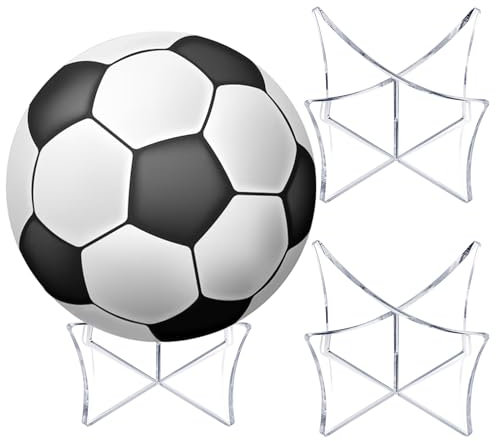 Teaaha 2er Set Acryl Ballständer 12x6,5 cm Einfach & Stilvoller Ballhalter Display für Fußball, Rugby, Volleyball, Autogramme (Erinnerungsstücke Display Stand Klar)