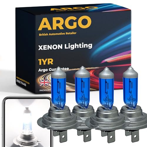 Argo H7 Headlight Bulbs 100w Xenon White 6000k 12v Twin Pack