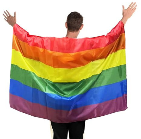 Regenbogen Umhang LGBT, Pride Month Deko, 5ft x 3ft/150 * 90cm Regenbogenflagge Pride Flagge Umhang Set Pride Dekoration Accessoires Regenbogenumhang für Pride Paraden Gay Pride Festival Party Dekor