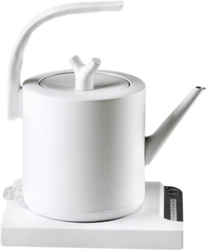 DFZHiuat Bouilloire électrique à col de cygne avec température variable, cafetière et théière de 1 litre, bouilloire à contrôle de température en acier inoxydable à ébullition rapide (blanc)